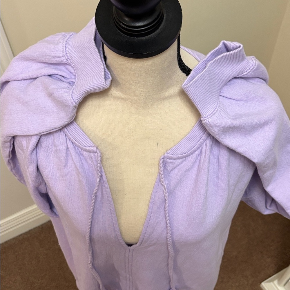 Aerie Light Purple Tie-Front Oversized Sweatshirt size Medium - Picture 5 of 7